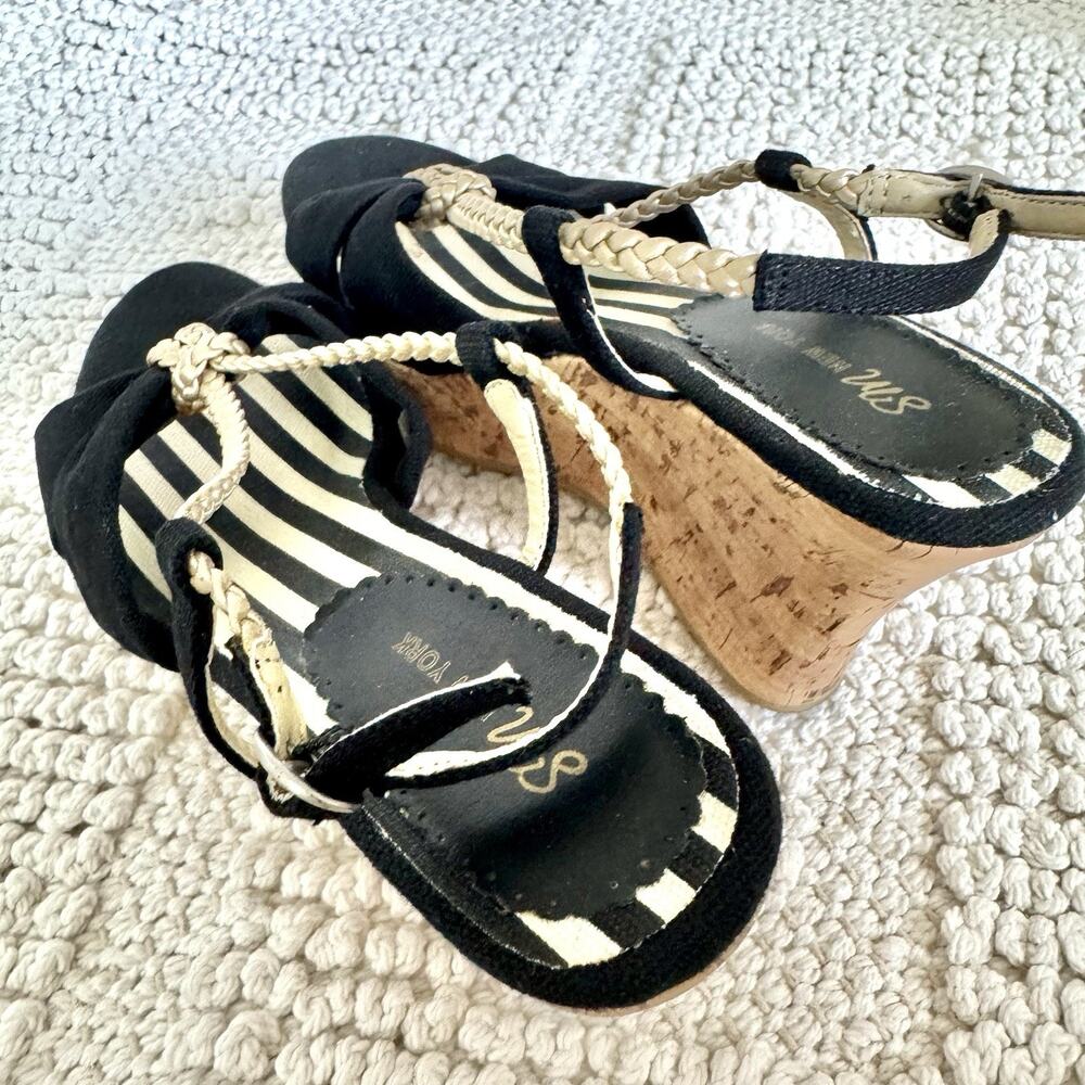 Steve Madden Women's Black Rope Espadrille Cork Wedge Sandal Size 6 Ankle Strap - Picture 7 of 14